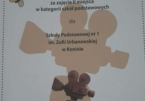 Dyplom zajęcia II miejsca w konkursie Ekokamera