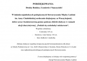 Podziękowanie za udział w akcji
