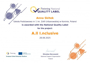 Dyplom dla pani Anny Skitek za udział w programie