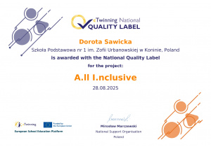 Dyplom dla pani Doroty Sawickiej za udział w programie