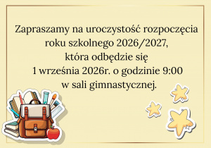 Grafika z informacją o rozpoczęciu roku szkolnego.
