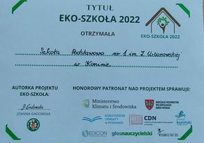 Dyplom laureata Eko - szkoła 2022